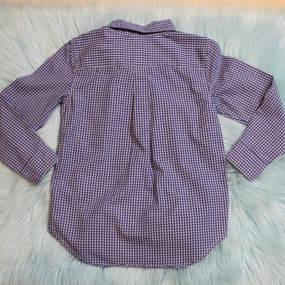 Chaps Boy's Size 5 Blue Gingham Button Up Shirt - Picture 4 of 6
